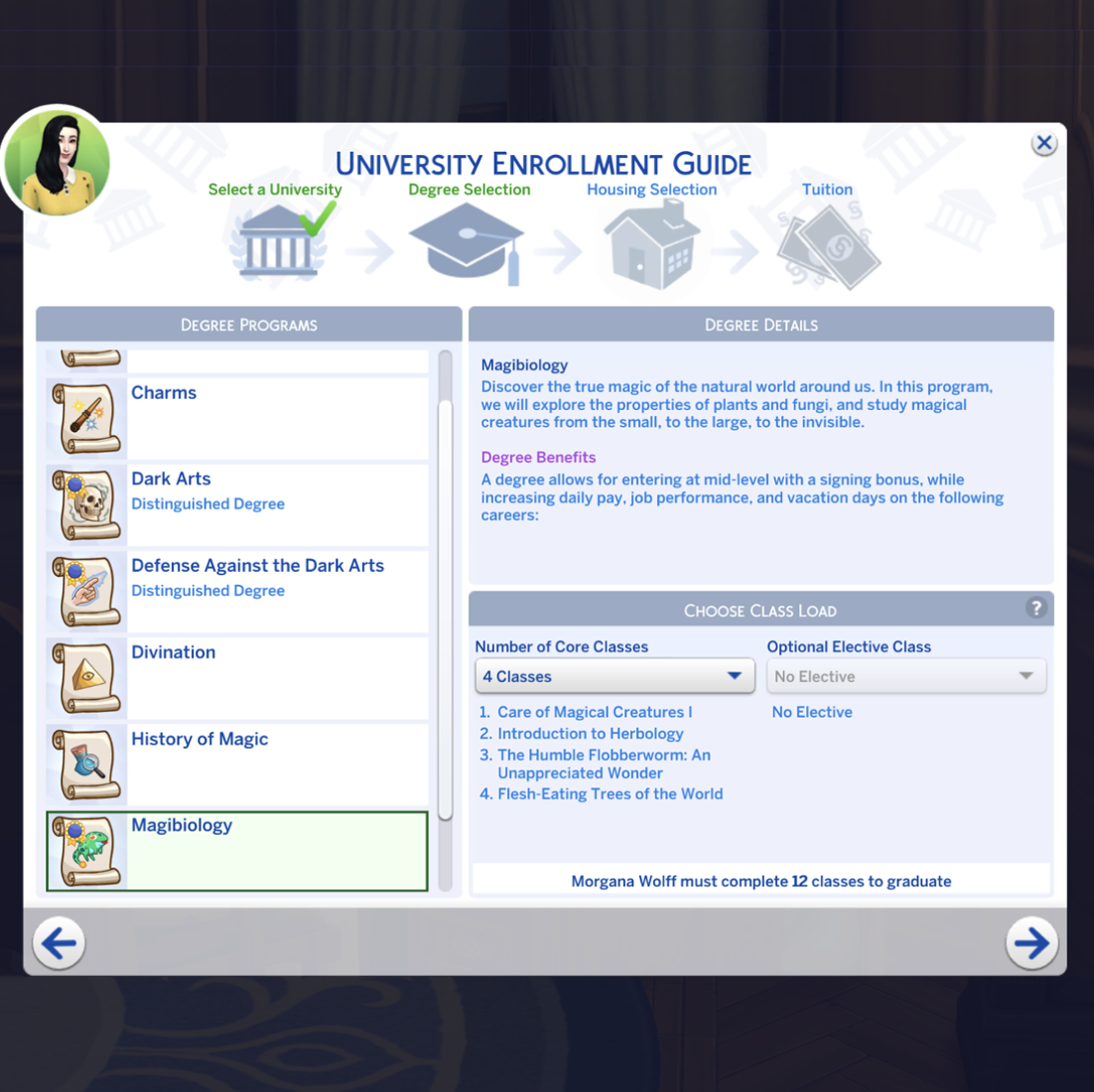 Course enrolment screen
