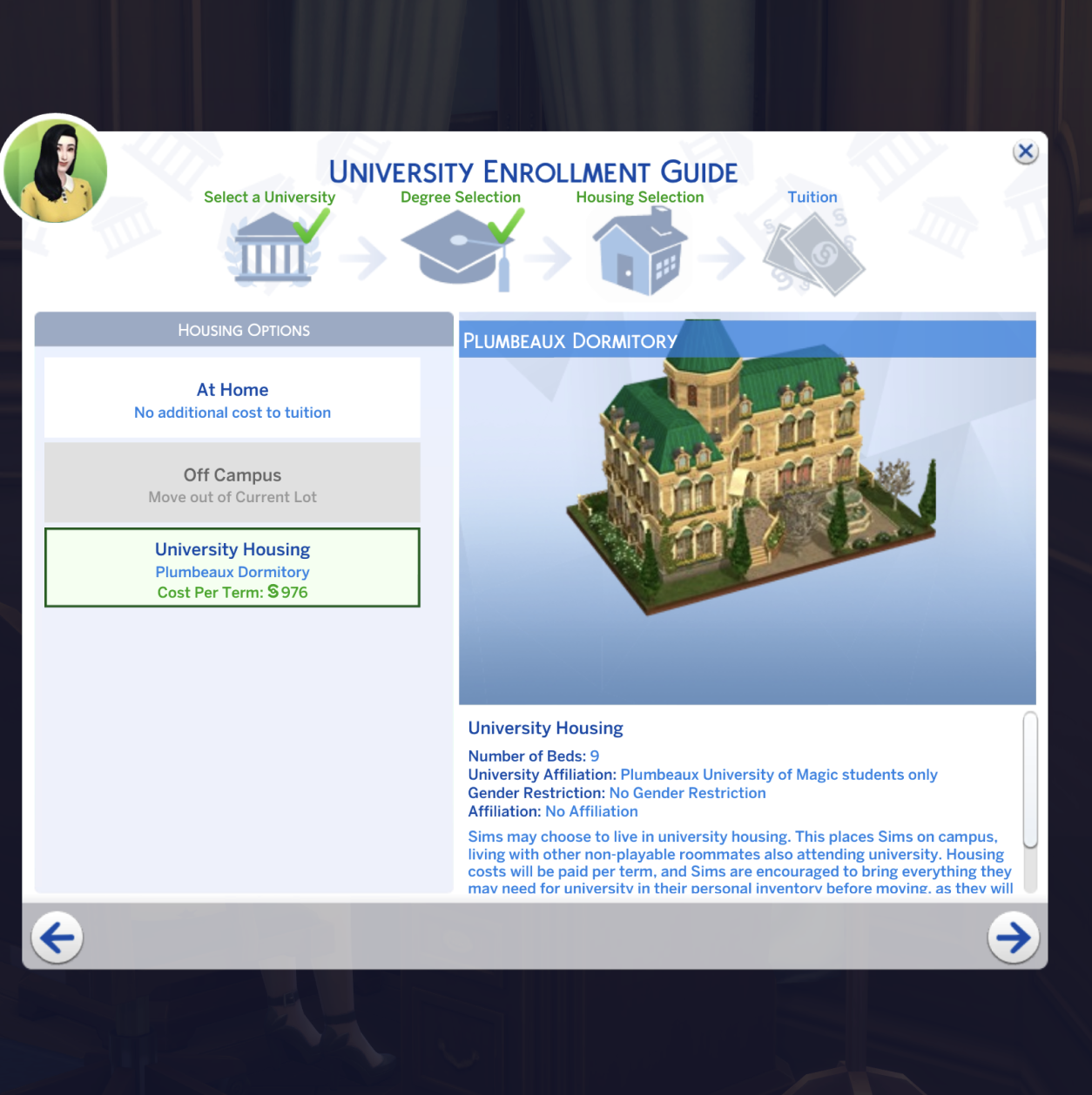 University enrolment screen